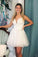 White A-Line Homecoming Dresses Lace Jaslene Short Appliques CD23402