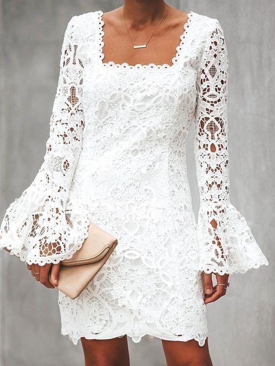 Long Addisyn Lace Homecoming Dresses Sleeve Above Knee Sweet CD23428