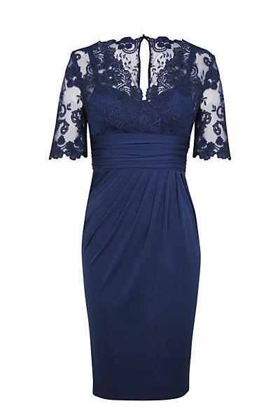Eleagnt Short Sleeves Empire Navy Blue Short Homecoming Dresses Sara Mother Of The Bride CD23434