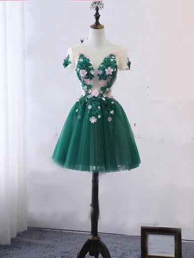 Chic A-Line Scoop Green Homecoming Dresses Marley Lace CD23858