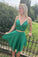 2 Pieces Green Open Annika Homecoming Dresses Back Green Formal Evening Dress