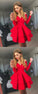 A-Line Crew Neck Long Sleeves Short Cecelia Homecoming Dresses Red Tiered CD240