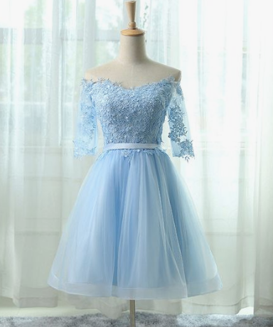 Elegant A-Line Light Blue Homecoming Dresses Alia CD2412