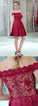 Short Slash Lace Homecoming Dresses Gladys Neck Burgundy With CD24240