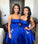 Strapless Pleated Short Homecoming Dresses A Line Averie Royal Blue Satin Rhinestone CD24298