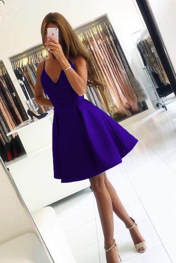 Short Purple Homecoming Dresses Tia Ruffle Party Dress CD2443