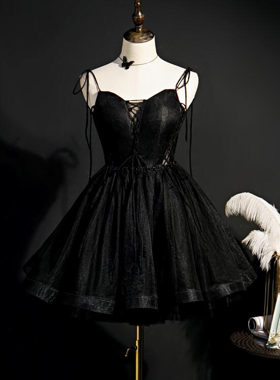 Black Straps Homecoming Dresses Regina Tulle Short CD24471