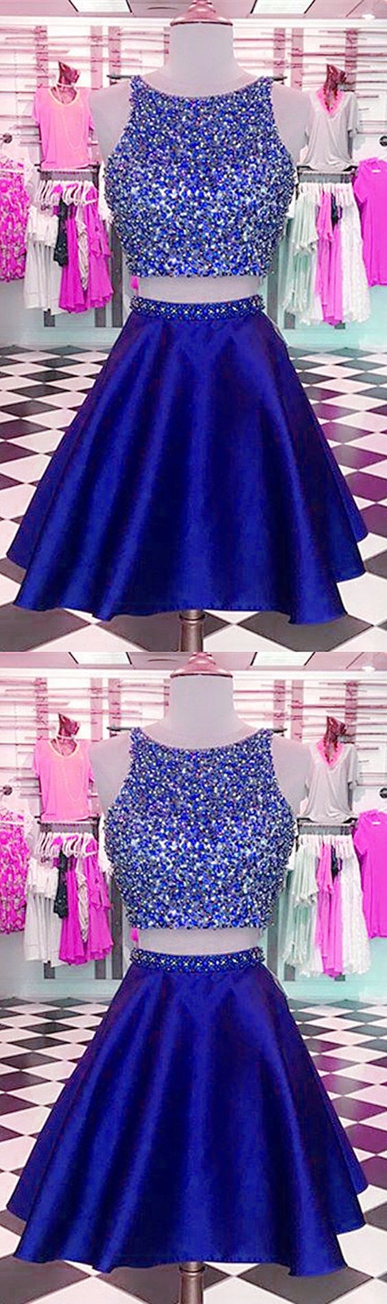 Homecoming Dresses Royal Blue Jaylene Two Piece Short CD2462