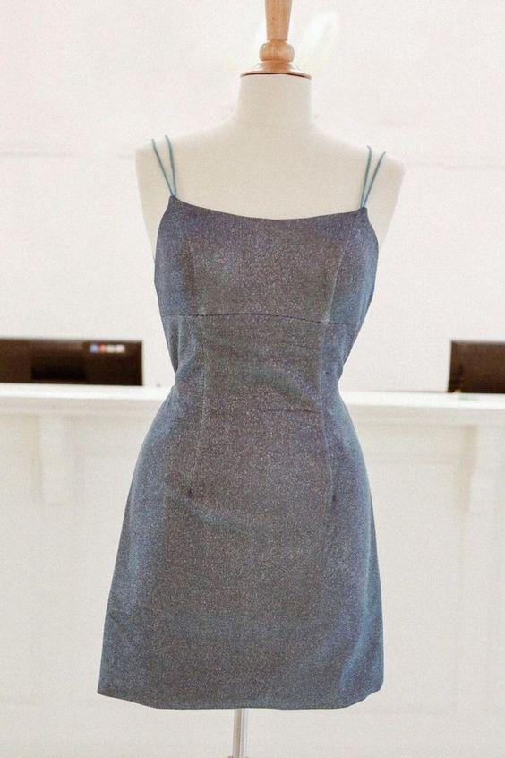 Tight Grey Short With Double Homecoming Dresses Emery Straps CD24699