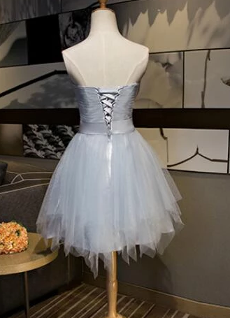 Kiley Homecoming Dresses Beautiful Simple Grey Tulle Party Dress With Bow Lovely Formal CD2508