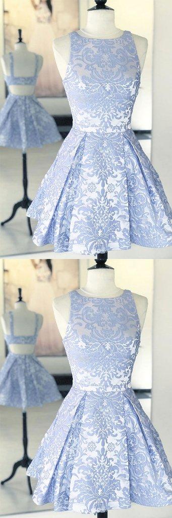 BLUE LACE Homecoming Dresses Madisyn SHORT DRESS BLUE LACE CD2539