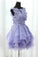 Appliques Organza Homecoming Dresses Pink Skylar Tiered Short Simple CD260