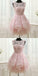 Appliques Organza Homecoming Dresses Pink Skylar Tiered Short Simple CD260