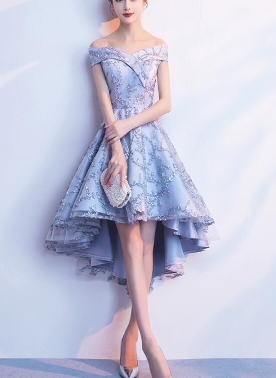 Pretty Homecoming Dresses Holly Grey Sweetheart High Low Formal Dress Lovely Party Dress CD2659