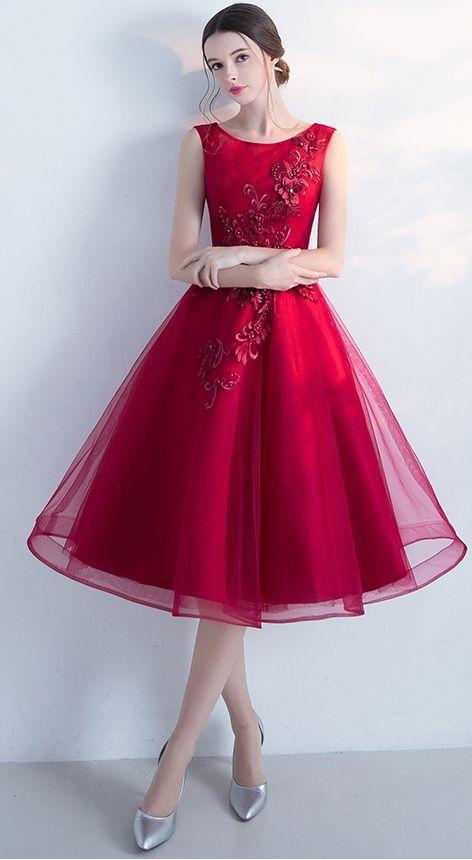 Homecoming Dresses Diana A-Line Tulle Sleeveless New Arrival Graduation Dresses With Flowers CD2660