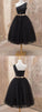 Cute One Shoulder Black Tulle Short With Shyanne Homecoming Dresses A Line Metal Belt CD2689