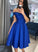 Simple Blue Short Homecoming Dresses Satin Lexie Dress CD2794