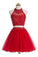 Two-Piece Scoop Short Red Organza Beaded With Homecoming Dresses Isabella Appliques Sequins CD283