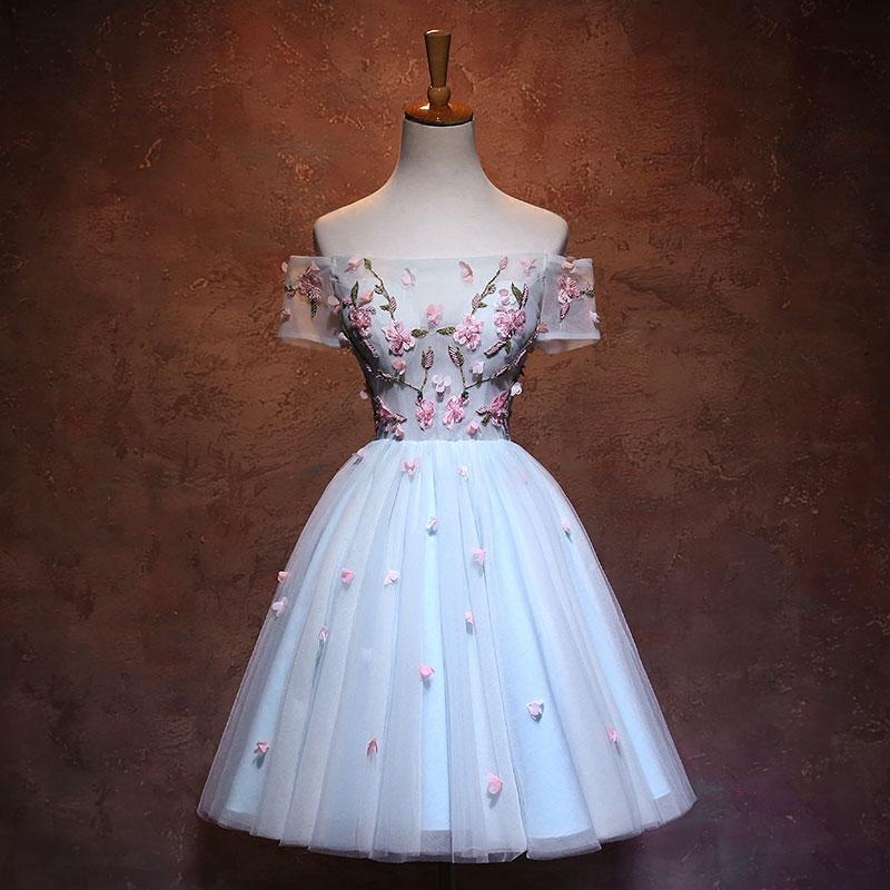 CUTE Nora Homecoming Dresses TULLE APPLIQUE SHORT DRESS CD3010