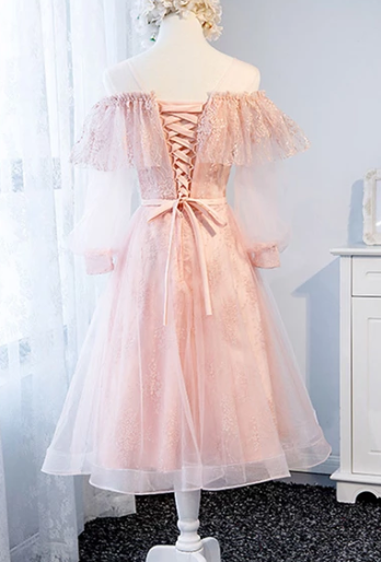 Homecoming Dresses Pink Lace Diana Tulle Short Dress CD3025