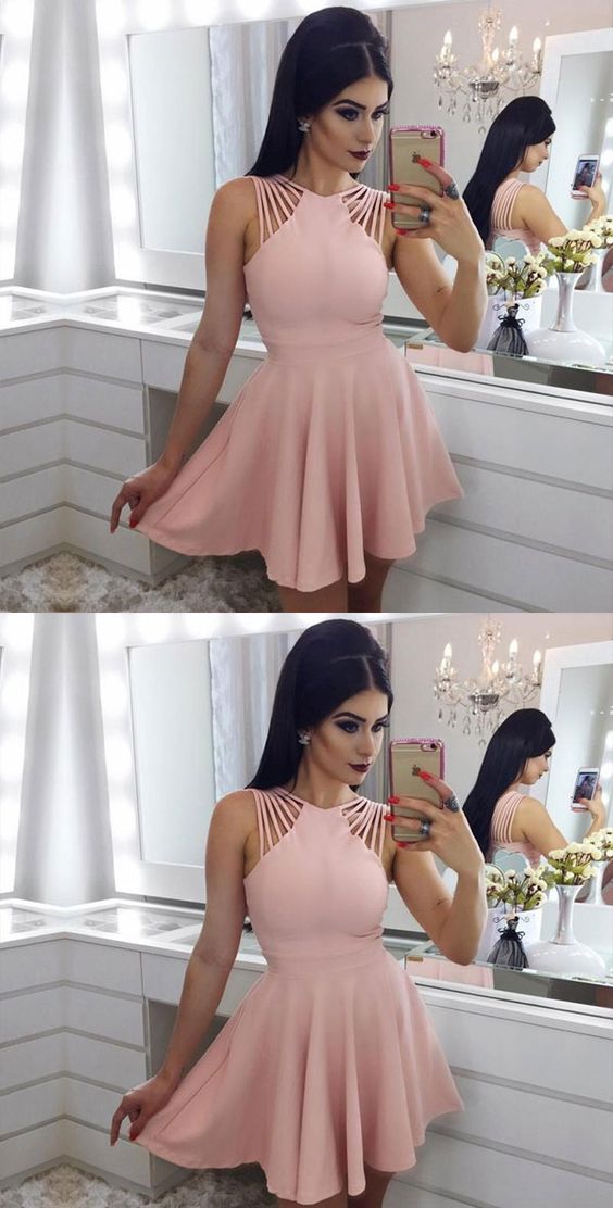 Short Simple Gowns Homecoming Dresses Pink Regina Fashion Dresses CD303