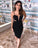 Spaghetti Straps Homecoming Dresses Kelsey Black Knee Length CD3056