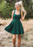 Green Homecoming Dresses Satin Alanna Halter With Bowknot Simple CD3059