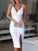 White Sequins Knee-Length Split Homecoming Dresses Mila Spaghetti Strap Party CD3090