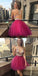 Modest Abbey Homecoming Dresses Fuchsia V Neck Short CD311