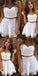 Two Piece Straps Short White Homecoming Dresses Lace Ida Cocktail Dress Cheap CD319