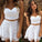 Two Piece Straps Short White Homecoming Dresses Lace Ida Cocktail Dress Cheap CD319