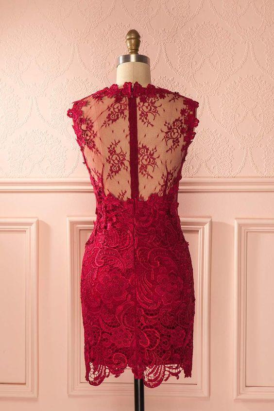 2024 Sheath Red Homecoming Dresses Lace Cecelia Dress CD3261