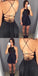 A-Line Spaghetti Straps -Up Little Itzel Homecoming Dresses Satin Lace Black CD3278