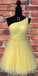 Sparkly Tulle Homecoming Dresses Macey One Shoulder Yellow CD3352
