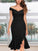 New Black Off Shoulder Ruffle Side Slits Backless Irregular Homecoming Dresses Cristina Bodycon Mermaid Elegant Party Dress CD3362