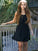 Simple A-Line Carleigh Chiffon Lace Homecoming Dresses Scoop Neckline Sleeveless Black With CD3449