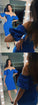 Sheath Royal Blue Homecoming Dresses Jada Sweetheart Short Sleeves Knee-Length CD3547