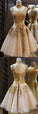 Janice Homecoming Dresses Gold A-Line High-Neck CD359