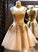 Janice Homecoming Dresses Gold A-Line High-Neck CD359