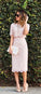 Two Piece Dress Short Sleeves Lizbeth Lace Cocktail Homecoming Dresses Pink Midi CD3759