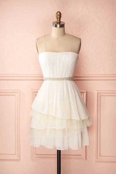 White Mini Adelyn Homecoming Dresses Short CD3760