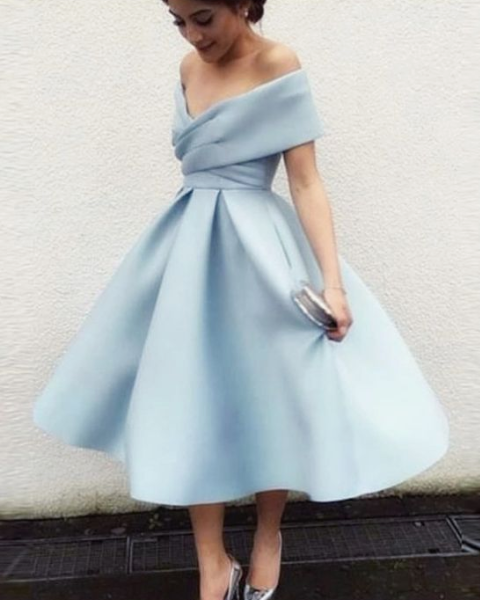 Light Blue Short Dress Tea Marie Homecoming Dresses Length Party Dress CD3821