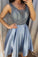 Short Blue With Blue Sequins Top Homecoming Dresses Ashly CD3823