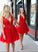 Cute Payton Homecoming Dresses Lace Red V Neck Tulle Short Dress Red CD3827
