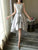 Grey Satin Lace Hallie Homecoming Dresses And High Low Party Dress Round Neckline Charming CD3965