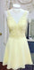 V Frances Homecoming Dresses Neck Short Yellow CD3984