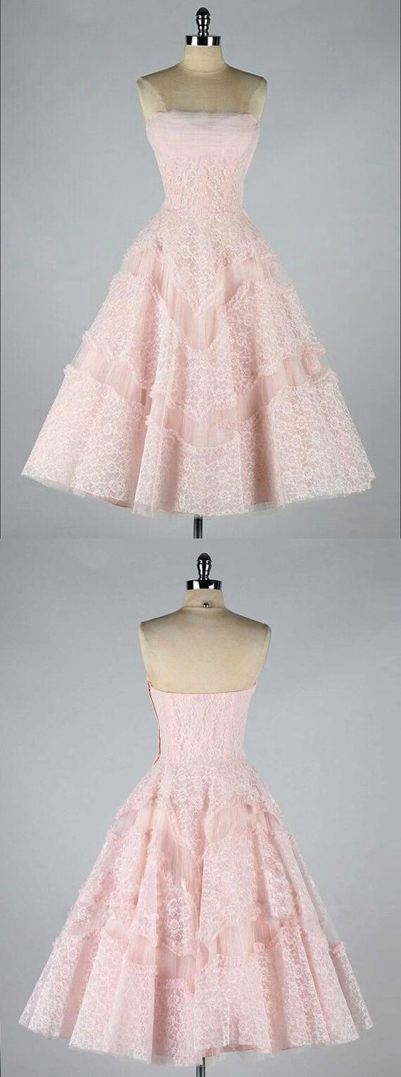 Lace Pink Jan Homecoming Dresses Strapless CD3990