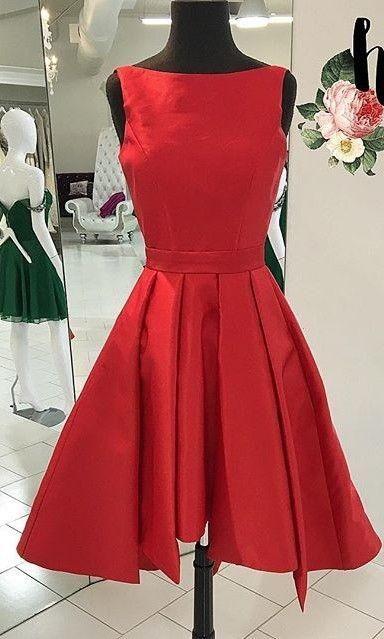 Knee Homecoming Dresses Charlotte Length Red Modest CD4032
