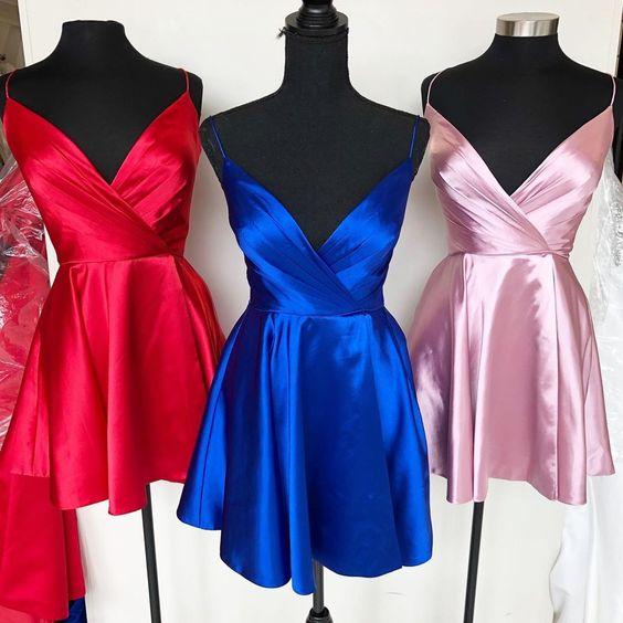 2022 Short Homecoming Dresses Royal Blue Amirah Pink Red CD4069