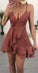 Homecoming Dresses America Chiffon Cocktail A-Line Mini Dress Mulberry With Ruffles CD406
